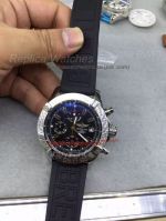 Copy Breitling Chronomat Black Dial Black Rubber Watch